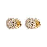 Bijoux Hip Hop personnalisés Iec Out Vvs Moissanite diamant plaqué or 925 en argent sterling boucle d'oreille ronde à visser pour unisexe