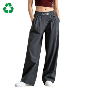 <span class=keywords><strong>Pantaloni</strong></span> Larghi da <span class=keywords><strong>Donna</strong></span> Personalizzati in Materiale Riciclato, Vita Alta, Elastico in Vita, Traspiranti e Comodi per Yoga e Casual - Product Image 1