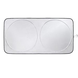 Foldable Car Polyester Sunshade Double-Ring Retractable Foldable Durable UV-Resistant Car Sunshade - Product Image 1