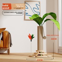 Grand grattoir vertical moderne pour chat, durable, anti-chute, avec disque rotatif en corde de chanvre en forme de feuille pour animaux de compagnie