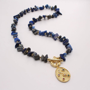 Collier en pierre naturelle <span class=keywords><strong>2022</strong></span> plaqué or véritable, pendentif lune et étoile à la mode, matériau en cuivre pour hommes et femmes, bijoux fins - Product Image 2
