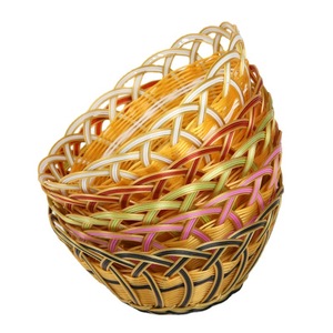 Woven Rattan Style Bread <b>Basket</b> Red Yellow Handmade Serving <b>Tray</b> For Fruit Vegetable Storage - Product Image 4