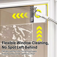 Nettoyeur de vitres double face à succès avec manche extensible en acier inoxydable, outil de lavage de vitres en microfibre, professionnel pour l'extérieur, OEM