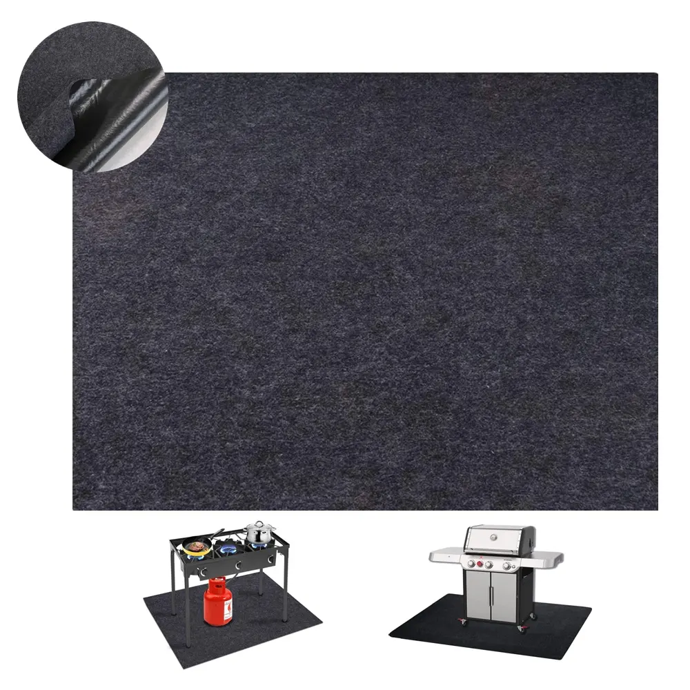 Karpet anti selip penyerap dapat dicuci abu-abu gelap 36x48 inci tahan air terasa di bawah keset untuk dalam ruang luar ruang dek teras BBQ