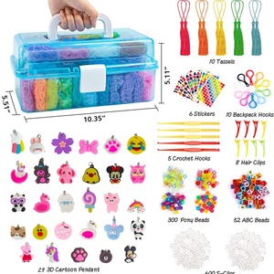 Lot de mini-élastiques colorés DIY pour tressage, motif arc-en-ciel, en boîte, vente en gros - Product Image 4