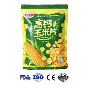 Sachet refermable à trois soudures imprimé sur mesure de qualité alimentaire, emballage résistant à l'humidité pour flocons de maïs riches en calcium, personnalisable - Product Image 1