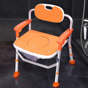 Chaise de douche pliante en alliage d'aluminium orange, réglable en hauteur, pour personnes âgées, équipement de sécurité pour la salle de bain - Product Image 1
