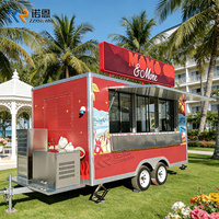 Camions de restauration entièrement équipés, remorque de camion de restauration de 4 mètres pour dumplings et momos, cuisine commerciale avec double évier et tiroir-caisse