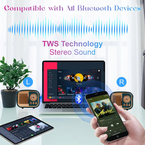 Altoparlante Mini BT Portatile Wireless Retrò <span class=keywords><strong>Vintage</strong></span> BS-52D Subwoofer con <span class=keywords><strong>Radio</strong></span> FM Bassi Stereo Chiamate in Vivavoce Funzione Audio AUX - Product Image 3