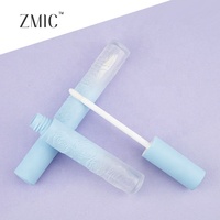 Tube de rouge à lèvres liquide rond vide en plastique de 4 ml avec logo personnalisé, emballage de fard à joues liquide dégradé bleu-marron en gros