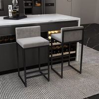 Tabouret de bar carré en métal de luxe léger avec dossier, chaise haute minimaliste pour bar à domicile et cuisine