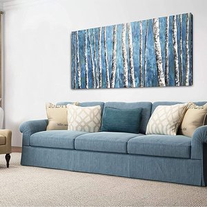 100% peint à la main salon décoration de la maison à la main <span class=keywords><strong>blanc</strong></span> <span class=keywords><strong>bouleau</strong></span> forêt abstraite peinture à l'huile toile mur art - Product Image 6