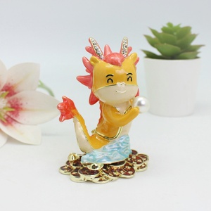 SHINNYGIFTS cinese <span class=keywords><strong>drago</strong></span> smalto metallo mestiere animale Figurine monete scatola di gingillo di denaro per attrazione della ricchezza ufficio fortunato - Product Image 2