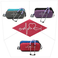Étui de protection portable Huidu en EVA noir pour stéthoscope, avec poche en filet et impression personnalisée, idéal pour les infirmières et usage médical