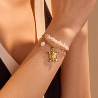 Bracelets de la Série Océan pour Femmes : Breloques Coquillage, Tortue, Étoile de Mer, Arc-en-ciel, Plage, Chaîne en Acier Inoxydable, Bijoux Charme