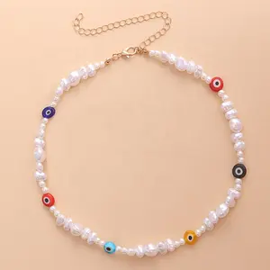 Vòng Cổ Đính Hạt Ngọc Trai Thời Trang Vòng Cổ Choker Đính Cườm Y2k Cho Nữ Vòng Cổ Hoa Mắt Xấu Xa Vòng Cổ Y2k Boho Nhiều Màu