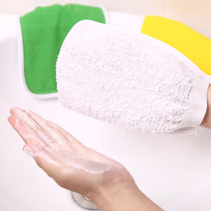 Bath <b>Gloves</b> Bamboo Fiber Double Sided Exfoliating For Back Scrubbing And Body Cleansing Mixed Colors - Product Image 3