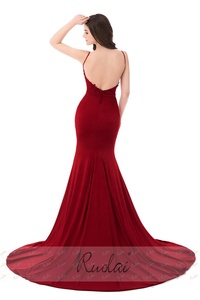Ruolai-<span class=keywords><strong>vestido</strong></span> <span class=keywords><strong>de</strong></span> PEV-L3095 con tirantes finos, <span class=keywords><strong>vestido</strong></span> <span class=keywords><strong>de</strong></span> noche elástico <span class=keywords><strong>de</strong></span> licra, Burgundy, sirena - Product Image 3