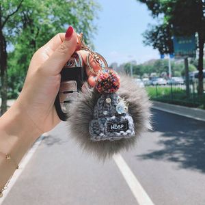 New Elegant Faux Fur Hairball <b>Key</b> <b>Chain</b> Cute Hat <b>Key</b> Ring Soft Fluffy Ball Purses Phone Charm - Product Image 3