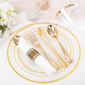100 Pieces PS Plastic Party <b>Plates</b> Heavy Duty Sustainable <b>Disposable</b> Dinnerware Free Sample Party Wedding Hotel Restaurant - Product Image 4