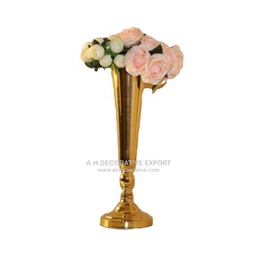 Vase de table en aluminium plaqué or de haute qualité Pot de fleur en métal au design moderne et Vases dernière nouvelle décoration - Product Image 1