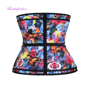 NANBIN Slimming Body Shaper <strong>Tummy</strong> <strong>Tucker</strong> Rose Printed Double Straps Zipper Latex Waist Trainer - Product Image 3