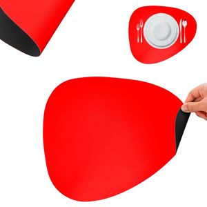 Salvamanteles de piel sintética de doble cara de 45x37 cm, rojo y negro - Product Image 1