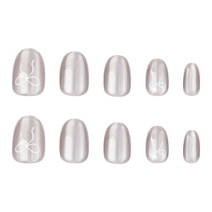 <span class=keywords><strong>Uñas</strong></span> Postizas Cuadradas Francesas de PMMA, Color <span class=keywords><strong>Rosa</strong></span> Nude Transparente con Diseño de Lazo, Logotipo Personalizable (Brillante/<span class=keywords><strong>Mate</strong></span>/Varnizado con Estampado Dorado), CE MSDS - Product Image 4