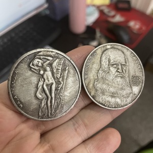 1 pièce, pièce de monnaie artisanale Da Vinci 1452-1519, pièce de monnaie en argent, collection commémorative, pièces de monnaie anciennes, cadeau commémoratif, cadeau Da Vinci - Product Image 4