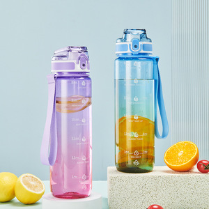 Bán buôn 32oz 1L Gradient màu nước nhựa chai xách tay thể thao du lịch <span class=keywords><strong>cup</strong></span> với uống trực tiếp tính năng cho động lực - Product Image 5