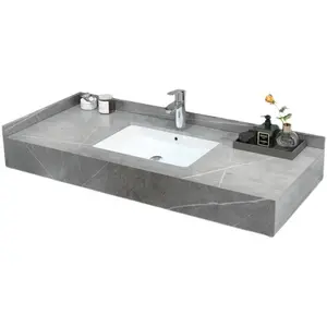 Fregadero de porcelana de superficie sólida, lavabo colgante de pared, lavabo de tocador de baño, Vasque, Marbre negro, piedra Artificial