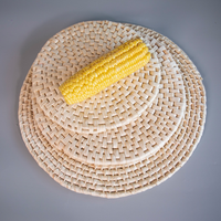 Napperons en rotin tissé écologique napperons en paille tressée ronde tapis de Table personnalisé