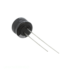 Distribuidor Autorizado, Condensador de Aluminio de 33 uF, 33UF 20% 50V RADIAL TH UMA1H330MDD, Condensador de Orificio Pasante - Product Image 1