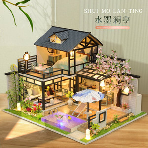 Kit de construction en bois en gros, modèle de cour chinoise à deux étages, puzzle 3D DIY, maison de poupée miniature, jouet artisanal de collection pour loisirs créatifs - Product Image 2