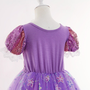 Robe tutu de princesse Rapunzel à paillettes violettes en maille, la plus populaire, pour un cadeau d'anniversaire ou une fête d'Halloween - Product Image 4