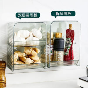 Cesta de Almacenamiento de Cocina de Plástico Transparente, Forma Rectangular con Dos Estantes para Organizar Jengibre y Ajo, Estilo Simple 8850 - Product Image 5