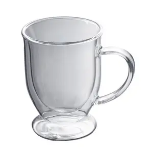 250ml 8oz New Design Heat Proof Insulated Glass Mug Clear Glass Coffee Mug Double Wall Glass Coffee Cup With Handle