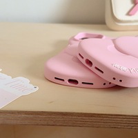 Coque de protection en silicone antichoc avec nœud rose mignon pour filles, pour 14 15 16 Pro Max