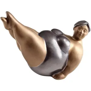 Customized style life size yoga bronze sculpture fat lady for sale