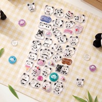 Pegatinas de Cristal Epoxi 3D de Panda, Lindas y Kawaii, Pegatinas de Burbuja para Carcasas de Teléfono, Álbumes de Recortes, Material Escolar Infantil, Decoración