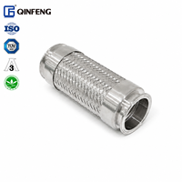 QINFENG Raccord rapide pour tuyau ondulé en acier inoxydable 304, avec bride et collier métallique tressé, longueur personnalisable