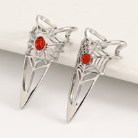 En gros, Bague d'ongle en cuivre, motif griffe d'araignée gothique, avec strass rouge, creuse, style armure de jointure, bijoux de cosplay d'Halloween pour femmes