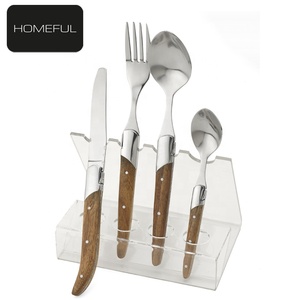 Cao cấp thép không gỉ laguiole Flatware Set dùng một lần dao kéo với Rose gỗ xử lý bao gồm bít tết dao nĩa thìa - Product Image 2
