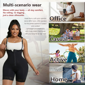 Fajas Colombianas con Tirantes Desmontables, Control de <span class=keywords><strong>Abdomen</strong></span>, Moldeador de Cuerpo con Cierre en la Entrepierna para Mujer, Tallas Grandes - Product Image 4