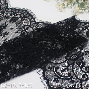 Personalized Wholesale Price 24CM Wide <strong>Soft</strong> Chantilly <strong>Lace</strong> <strong>Fabric</strong> Beautiful Black French Eyelash <strong>Lace</strong> <strong>Fabric</strong> for Women Dress - Product Image 5