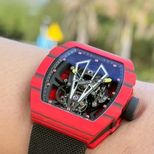 26-year new model of top-quality crimson carbon fiber skeletonized lightweight tourbillon men's sports mechanical watch - Product Image 1