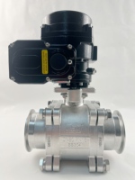 Vanne à boisseau sphérique sanitaire en acier inoxydable 316L Kingston avec actionneur pneumatique à double effet pour applications aquatiques, raccordement par collier