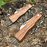 Couteau de cueillette de jardinage professionnel couteau à champignons avec manche en palissandre brosse poche pliante avec porte-clés