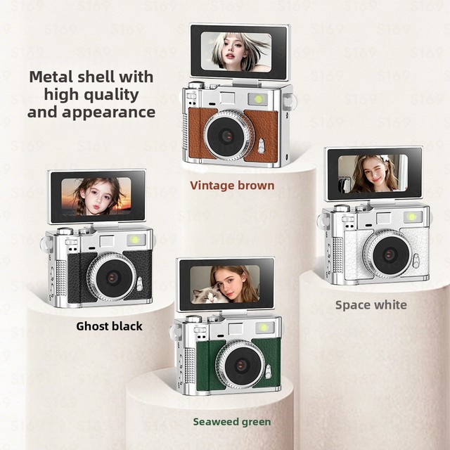 New Take Photos Videos Print Photos Entry Level Flip Screen Mini Camera Keychain HD 1-5MP Antique-Style Camera