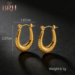 أفضل أقراط دائرية مطلية بالذهب عيار 18 قيراط، أقراط دائرية من الفولاذ المقاوم للصدأ - Product Image 2